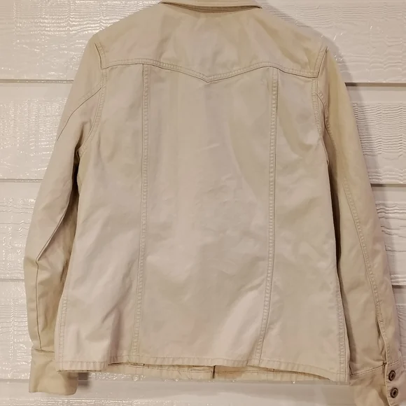 GAP Womens LG 100% Cotton Cream Colored Denim Utility Jacket Classic Rodeo - Picture 6 of 8
